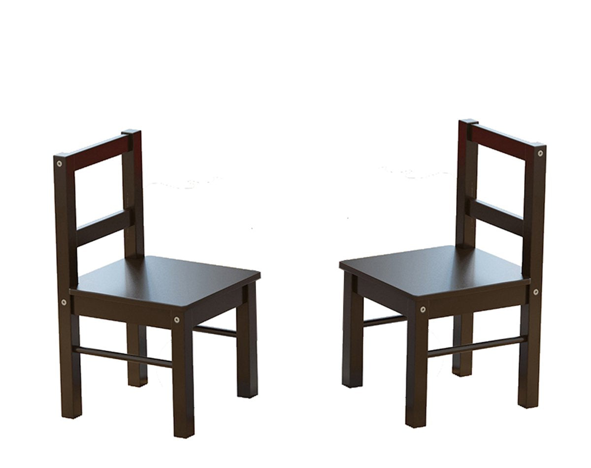UTEX Childs Wooden Chair Pair for Play or Activity, Set of 2, Espresso 