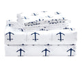 Chezmoi Collection 3-Piece Kids/Teens Nautical Sheet Set - Soft Microfiber White Navy Anchors, Twin XL Size