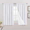 PrinceDeco Blackout Curtains 63 Inches Long 100% Blackout Curtains for Bedroom Rod Pocket Linen Textured Curtains Energy Saving 