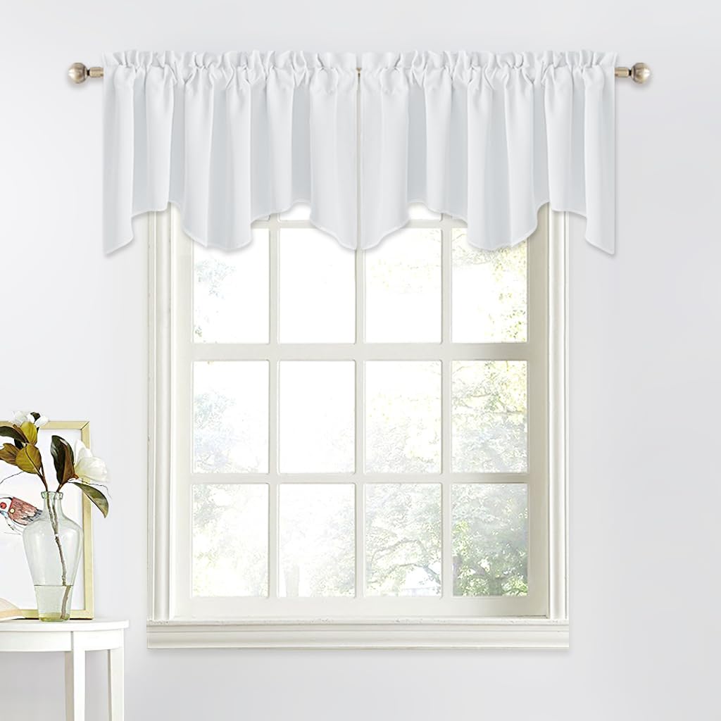 NICETOWN Window Valances Curtains - Half Window, 52 x 18 inches, Rod Pocket, Durable, Tiny Bathroom/Bay Kitchen/Bedroom (Light G