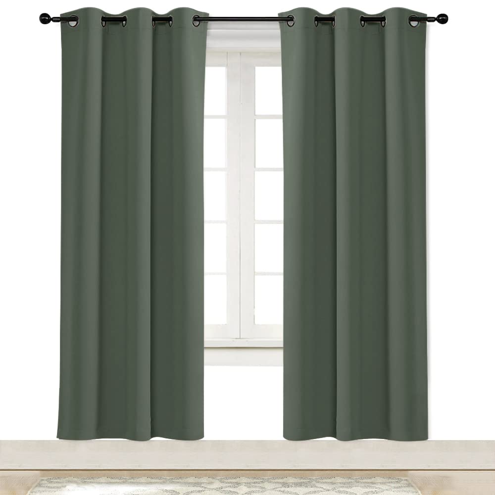 NICETOWN Dark Mallard Blackout Drape 72 inches Long for Nursery Home Fashion Thermal Insulated Blackout Room Darkening Curtain/D