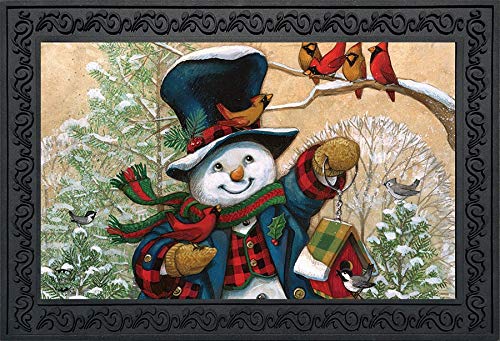 Briarwood Lane Winter Friends Snowman Doormat Cardinals Primitive Indoor Outdoor 30 x 18