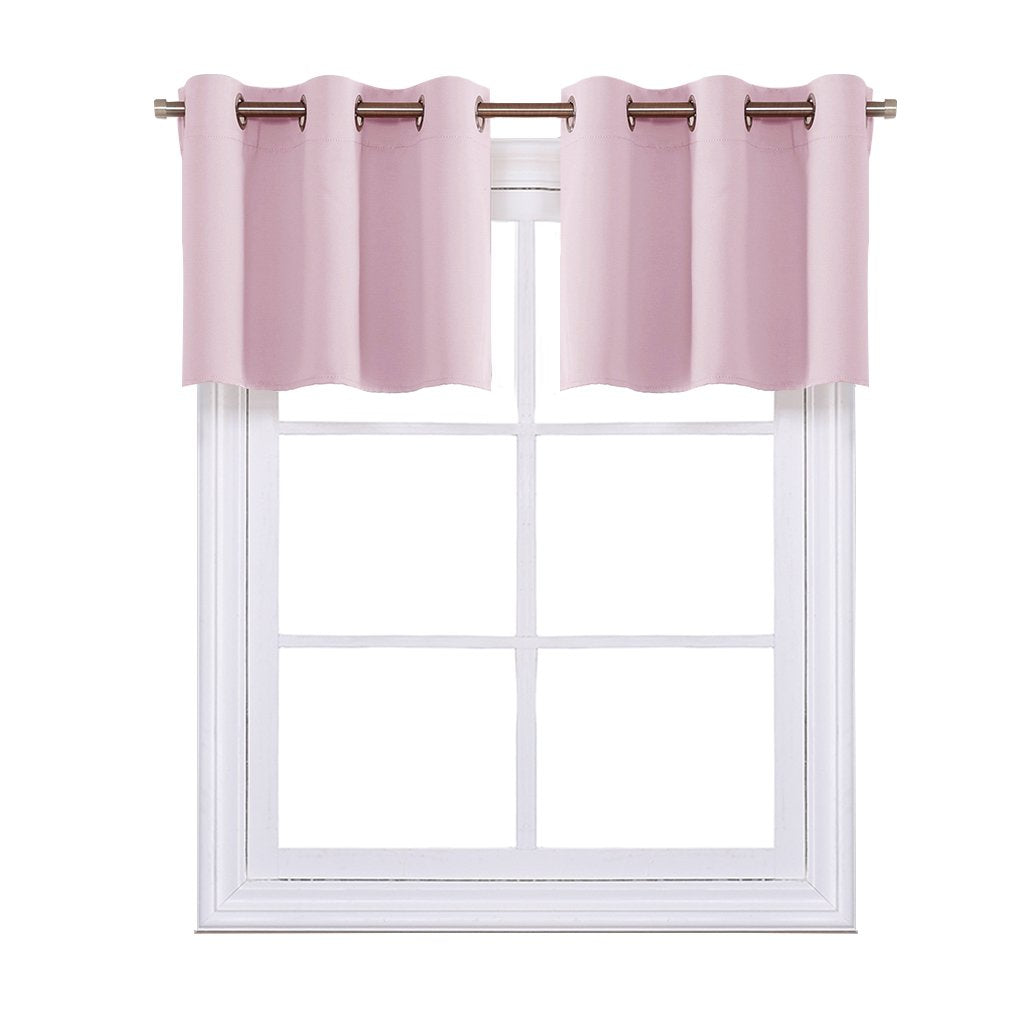 NICETOWN Baby Pink Window Treatment Valance - Thermal Insulated Eyelet Top Cute Curtains for Girls Bedroom/Nursery (Lavender Pi