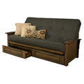 Kodiak Furniture Washington Queen Size Futon Frame with Storage Drawers - Wood Futon Frame with Mattress Included in Charcoal Gr