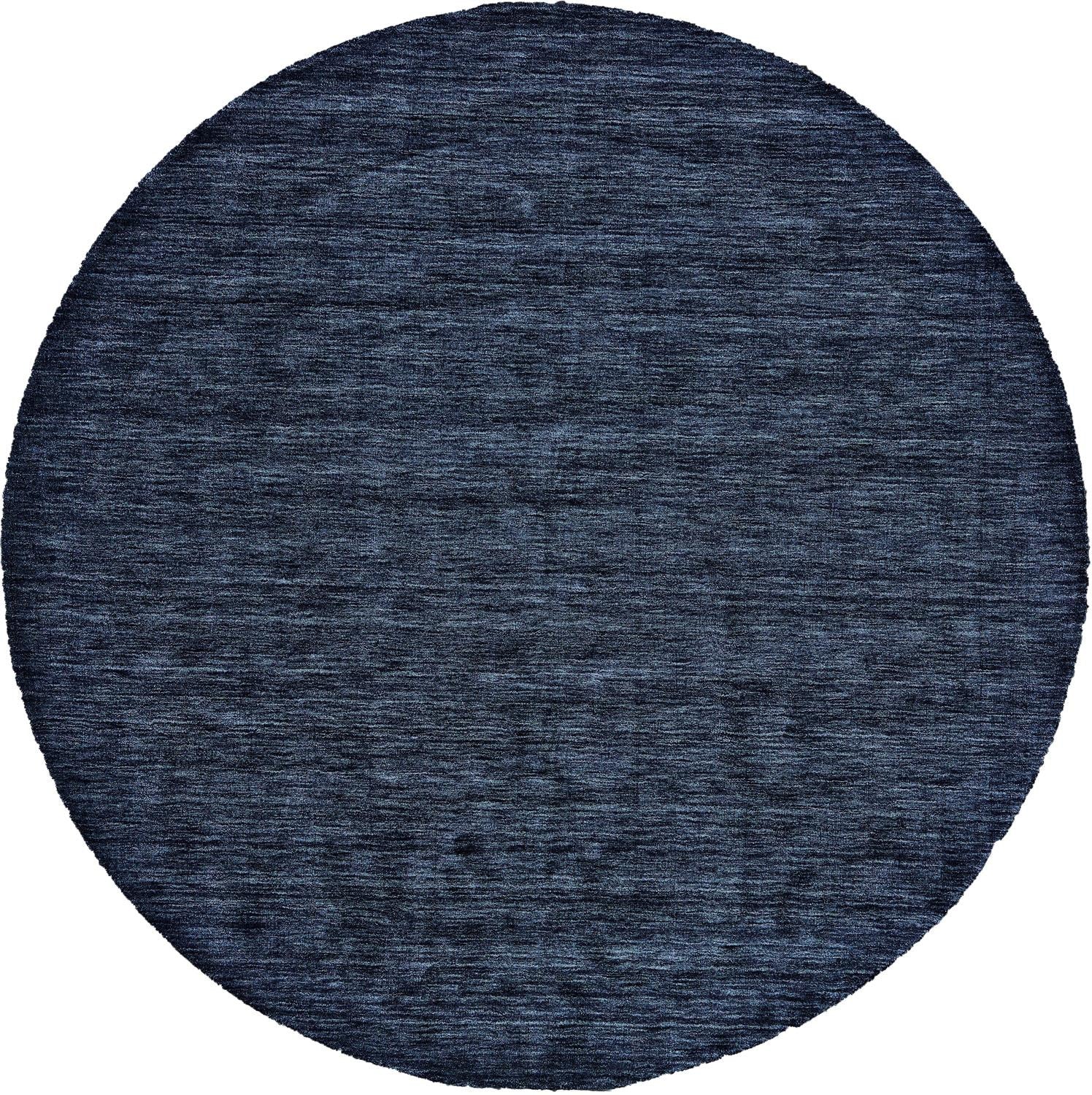 10 Blue Round Wool Hand Woven Stain Resistant Area Rug
