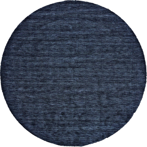 10 Blue Round Wool Hand Woven Stain Resistant Area Rug