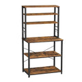 VASAGLE Coffee Bar, Bakers Rack for Kitchen with Storage, 6-Tier Kitchen Shelves with 6 Hooks, Microwave Stand, Industrial, 15.7