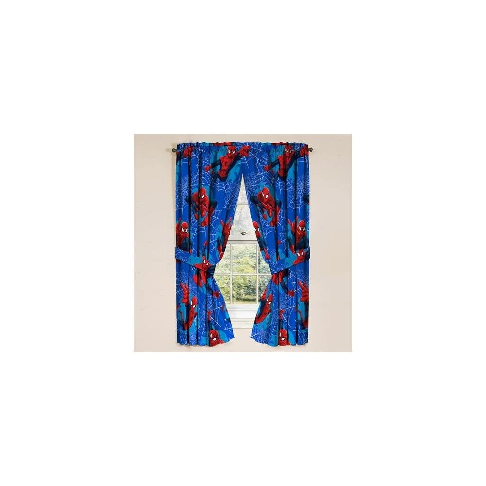 Jay Franco Marvel Spiderman Astonish 63 Window Drapery/Curtain 4pc Set (2 Panels, 2 Tie Backs)