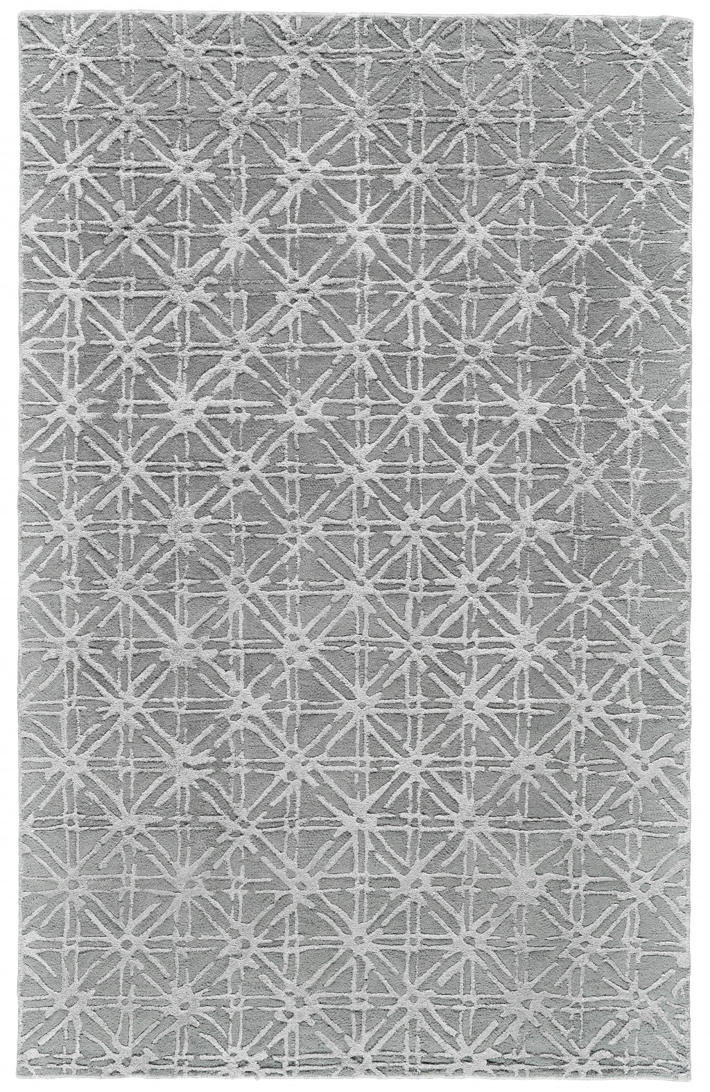 8 X 11 gray And Silver Wool Abstract Tufted Handmade Area Rug