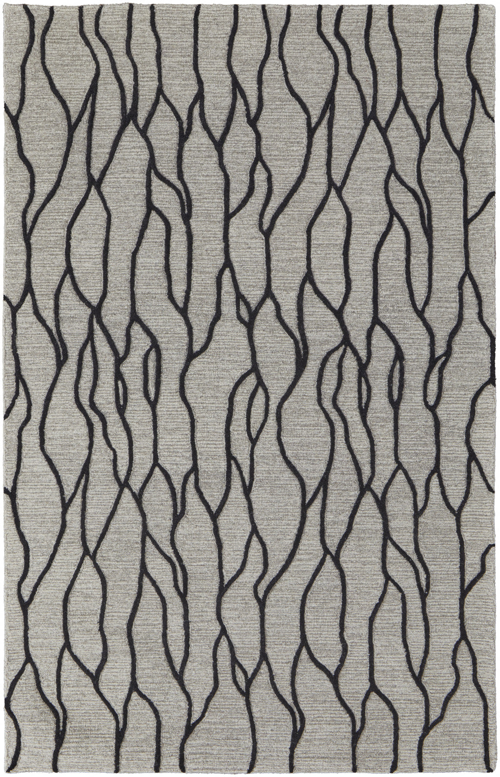 8 X 11 Taupe Black And gray Wool Abstract Tufted Handmade Stain Resistant Area Rug