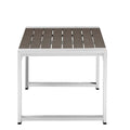 Benjara Kili 35 Inch Coffee Table, Polyresin Top, Crisp Aluminum Frame, White and Gray