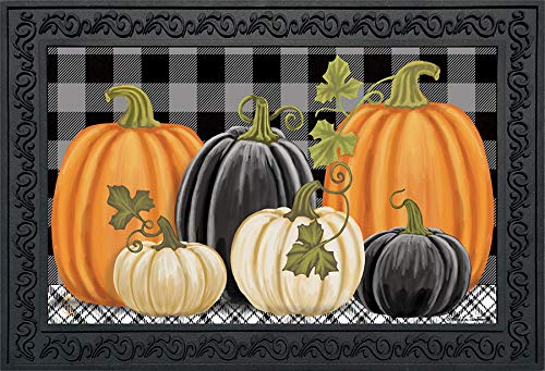 Briarwood Lane Checkered Pumpkins Autumn Doormat Primitive Indoor/Outdoor 30 x 18