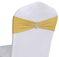 MDS-MEGADECORSUPPLY Chair Sashes, Pack of 100 Gold, Spandex, Stretch Chair Cover Bands with Buckle Slider for Wedding and Events