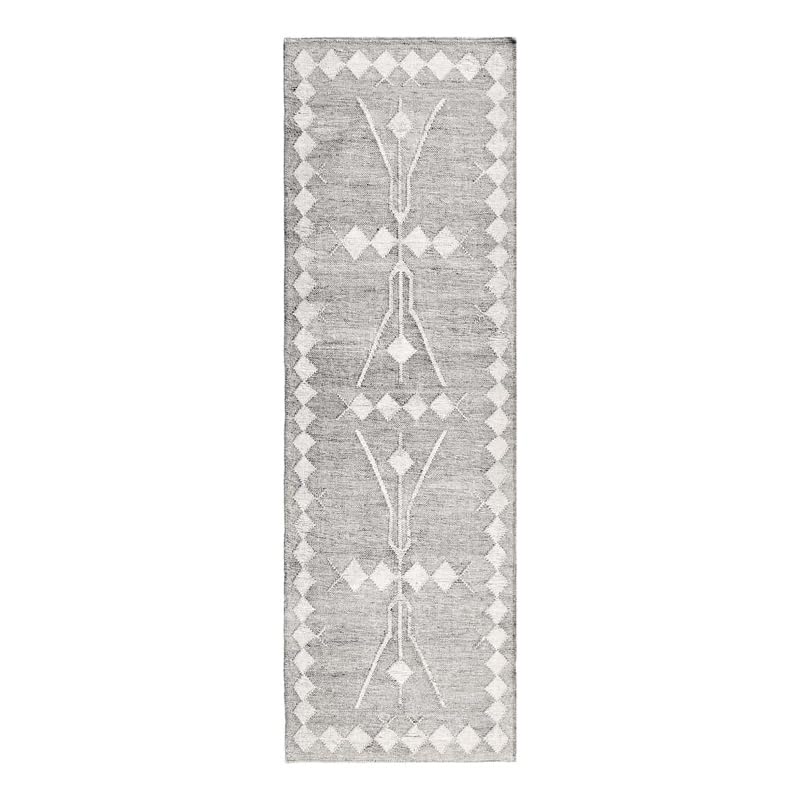 Kosas Home Lexington 30 x 96 Geometric Polyester Fabric Area Rug in Gray