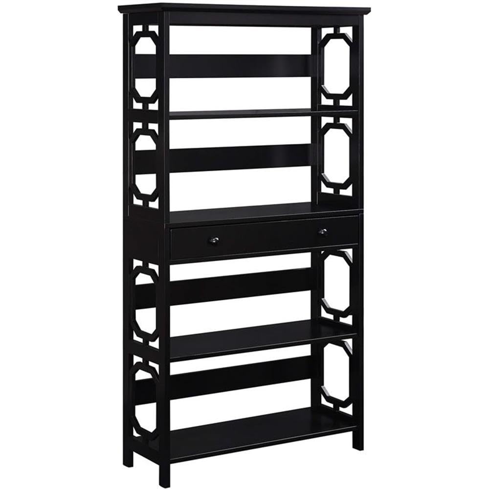Convenience Concepts Omega 5 Tier Bookcase with Drawer, Black