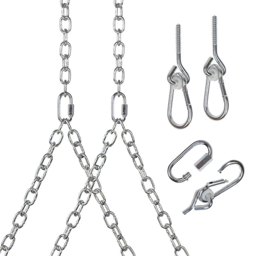 Barn-Shed-Play Heavy Duty 700 Lb Porch Swing Hanging Chain Kit - Color: Silver (10 Foot Ceiling)