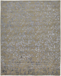 8 X 10 Tan Silver And gray Wool Floral Tufted Handmade Area Rug