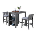Graham 3-Piece Gray Finish Small Space Counter Height Dining Table with Shelves and 2 Chairs