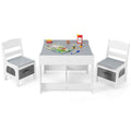 HONEY JOY Kids Table and Chairs, 4-in-1 Children Wooden Activity Set w/Double Bookshelves, Storage, Detachable Tabletop, for Art