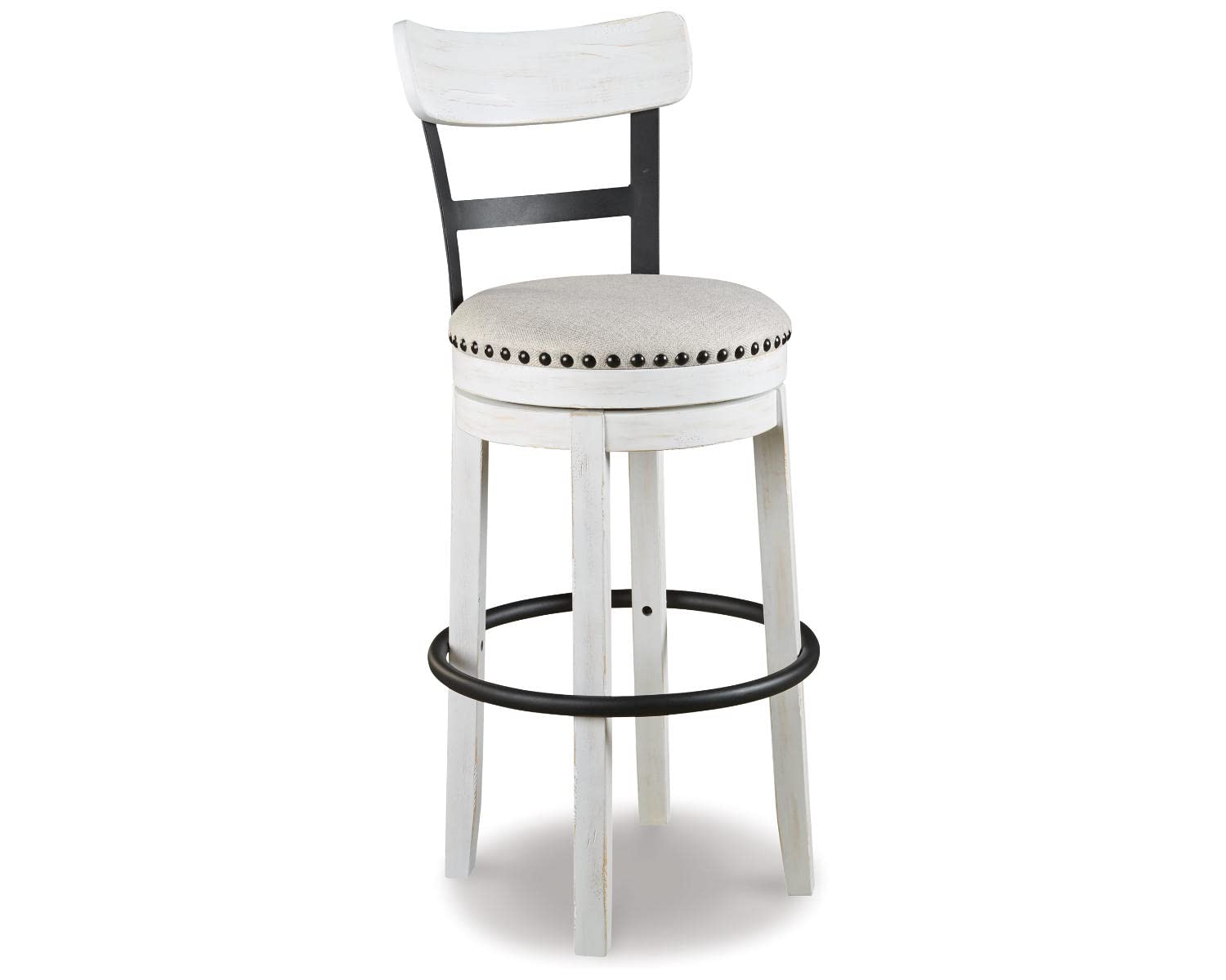 Signature Design by Ashley Valebeck 30 Modern Swivel Pub Height Barstool, Whitewash