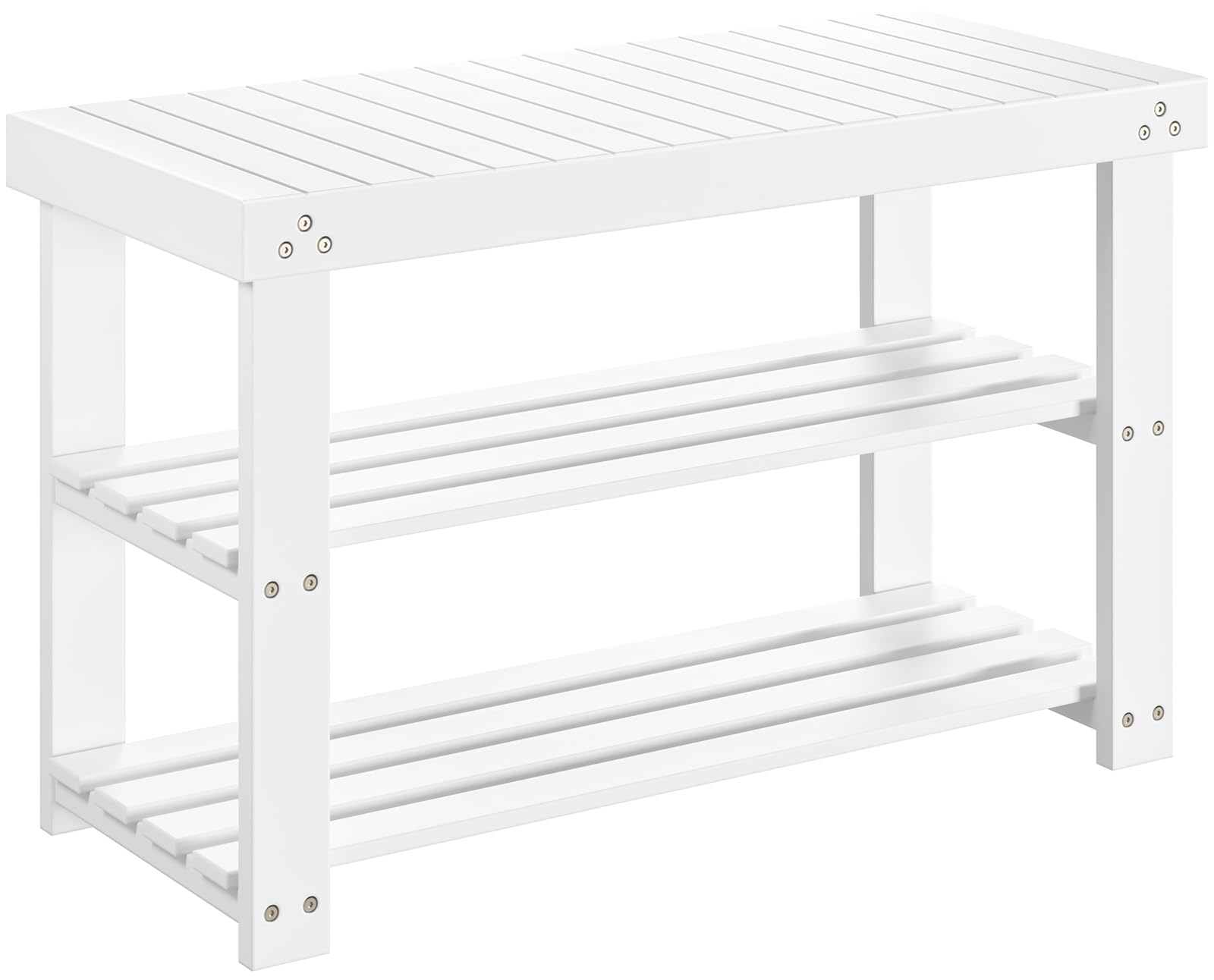 Pipishell Bamboo Shoe Rack Bench, 3-Tier Sturdy Shoe Organizer, Storage Shoe Bench, Holds up to 300lbs for Entryway Bedroom Livi