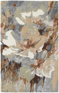 8 X 10 Tan gray And green Wool Floral Tufted Handmade Area Rug