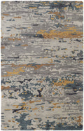 8 X 10 gray Yellow And Blue Wool Abstract Tufted Handmade Stain Resistant Area Rug
