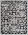 8 X 10 Taupe And gray Wool Floral Tufted Handmade Stain Resistant Area Rug