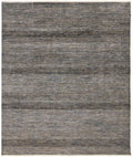 9 X 12 gray Wool Striped Hand Knotted Area Rug