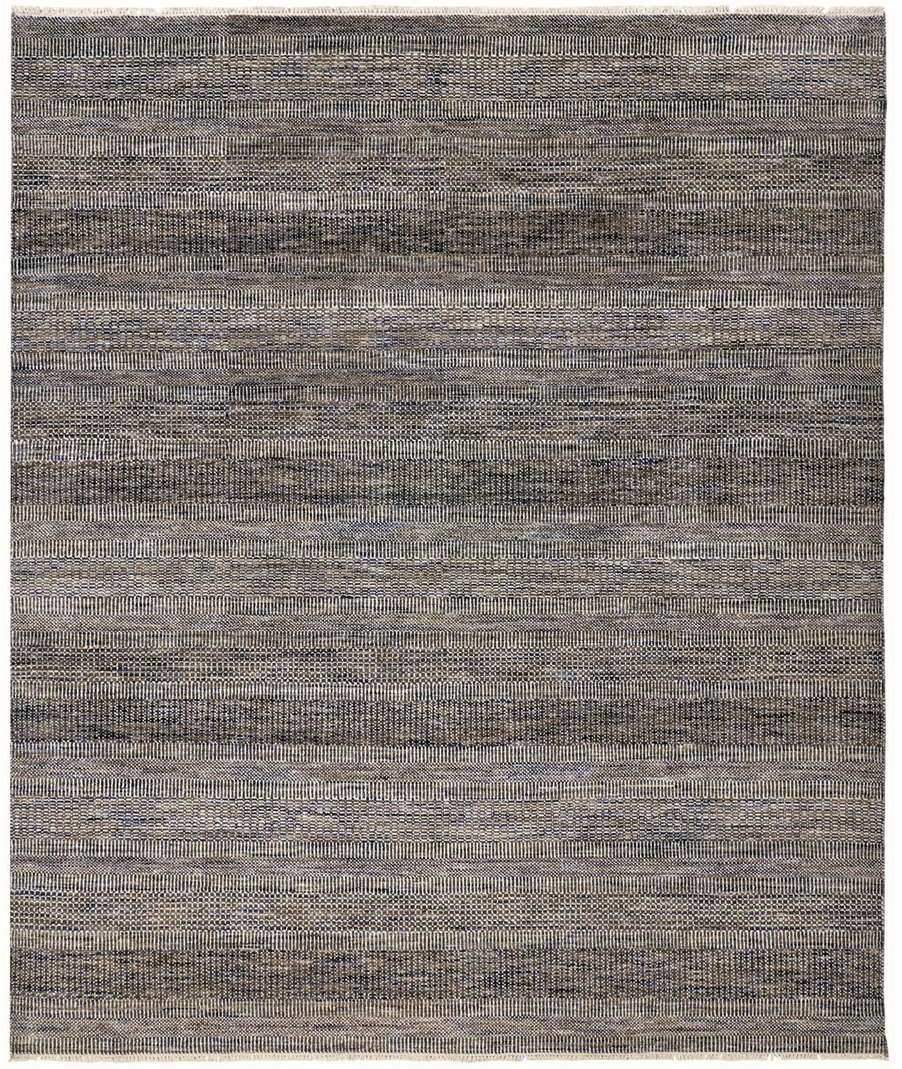 9 X 12 gray Wool Striped Hand Knotted Area Rug