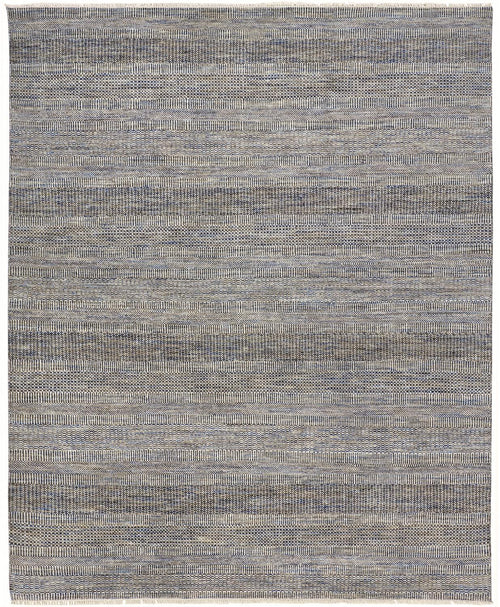 10 X 13 Silver Wool Striped Hand Knotted Area Rug