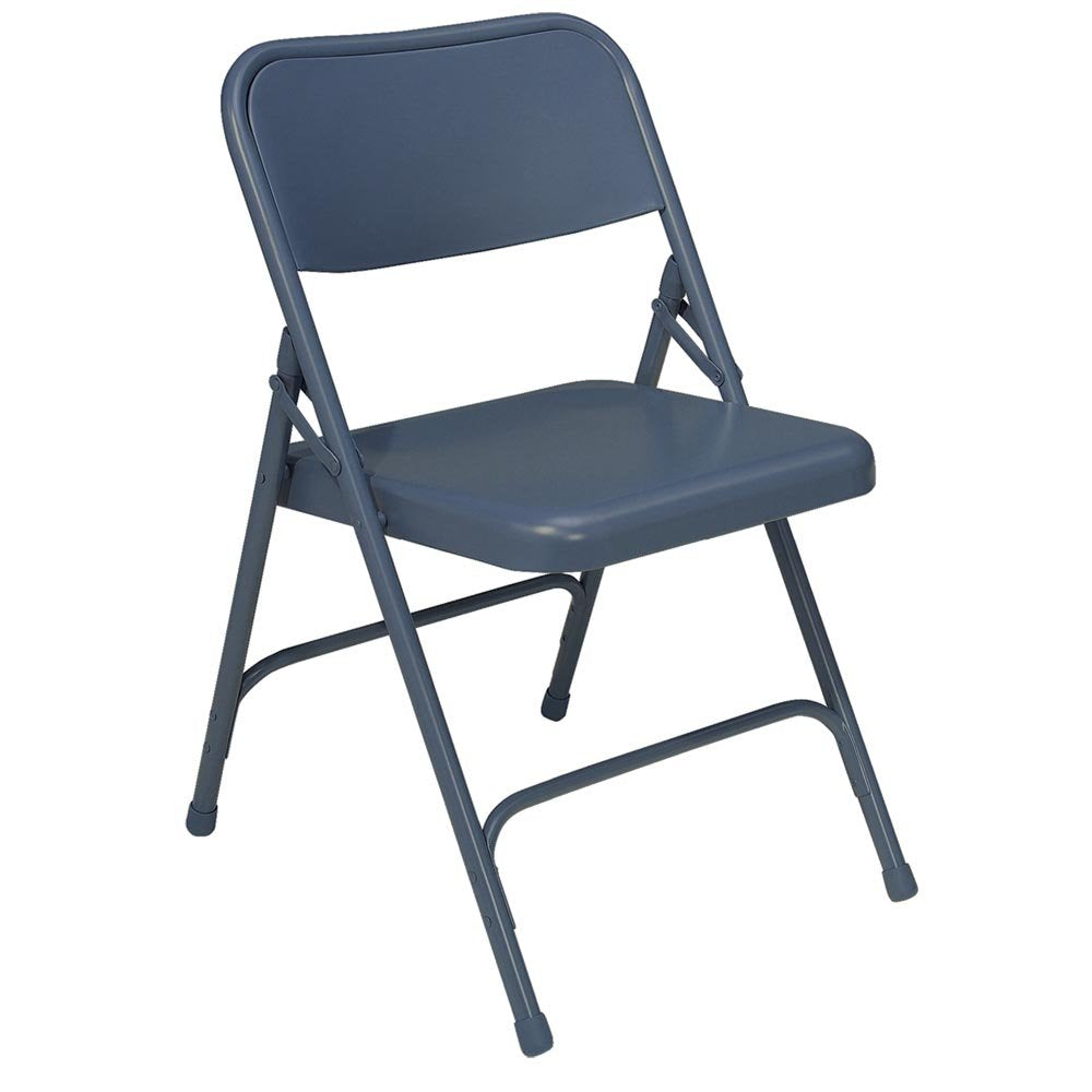National Public Seating Folding Chair - 18-1/4 X20-1/4 X29-1/2 - Single U-Brace - Blue - Blue - Lot of 4