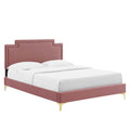 Modway Liva Performance Velvet King Bed in Dusty Rose