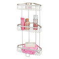 mDesign Metal 3-Tier Bathroom Corner Shower Shelf - Free Standing Vertical Unit Storage Shelves - for Organizing Soaps, Shampoos