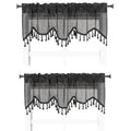 Solid Faux Silk Swag Waterfall Cascade Ascot Window Curtain Valance w/Tassels Trim 55  x18  Wave (2, Charcoal Grey)