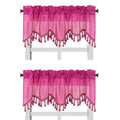 Solid Faux Silk Swag Waterfall Cascade Ascot Window Curtain Valance w/Tassels Trim 55  x18  Wave (2, HOT Pink)