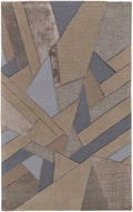 8 X 10 Tan Brown And Blue Wool geometric Tufted Handmade Area Rug