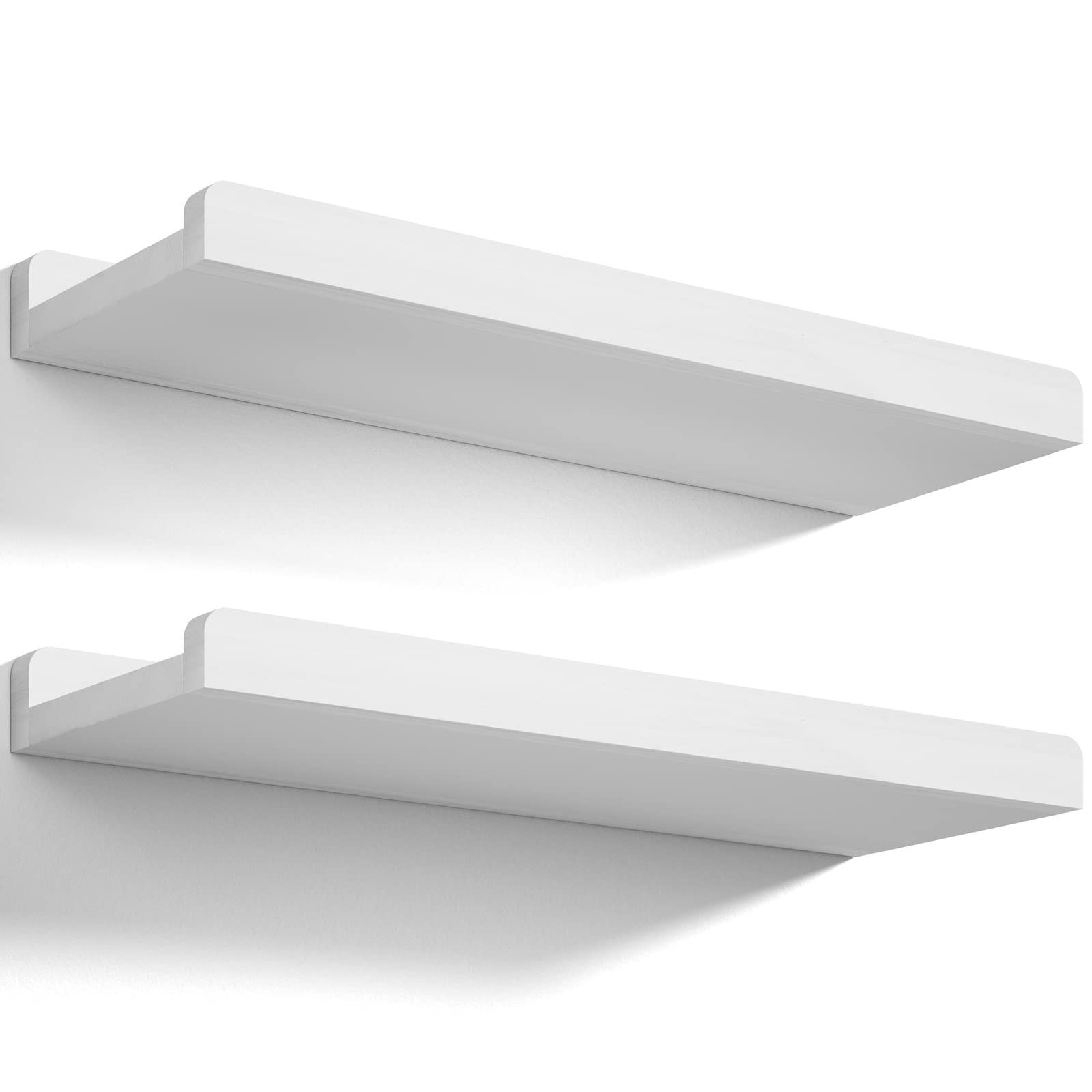 Love-KANKEI Floating Shelves Wall Mounted Set of 2, 17 Inch Rustic Wood Wall Shelves for Storage, Bedroom Living Room Bathroom K