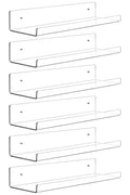 Dezzer 6 Pack Acrylic Shelves for Wall, 15 Clear Acrylic Floating Shelves for Bathroom Bedroom, Invisible Bookshelf Wall Ledge S