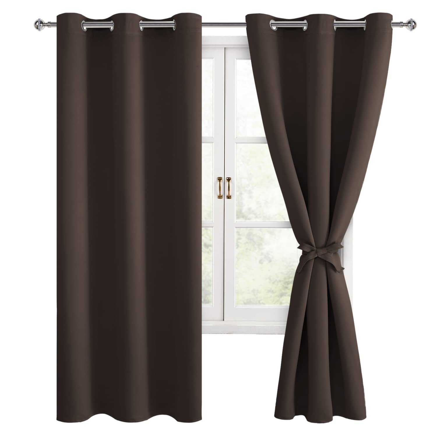 Hiasan Blackout Curtains for Bedroom and Living Room, Thermal Insulated, Noise Reducing Window Curtain Panels, Tiebacks Included