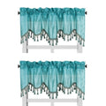 Solid Faux Silk Swag Waterfall Cascade Ascot Window Curtain Valance w/Tassels Trim 55  x18  Wave (2, Teal)