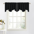 NICETOWN Black Valances for Windows - Energy Efficient Small Short Tiers Scalloped Valance Blackout Curtain Drapes for Dining Ro