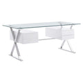 Modway EEI-6226-WHI Sector 71 Glass Top Glass Office Desk, White