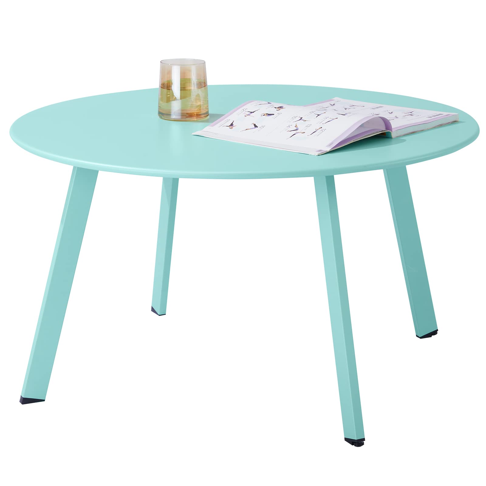 Meluvici Outdoor Side Table, Outdoor/Indoor Metal Steel Patio Coffee Table, Round Weather Resistant Anti-Rust, Green