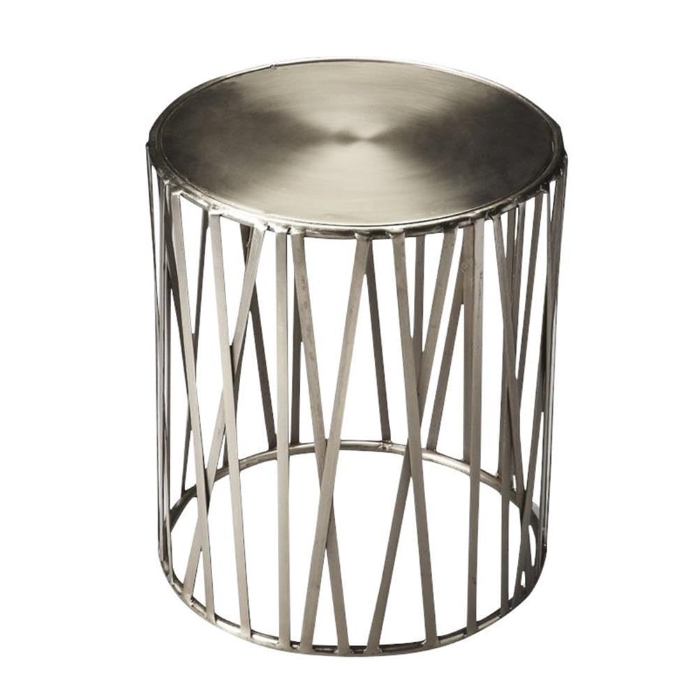 Butler Specialty Company Drum Table, Polished Platinum