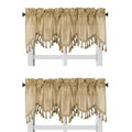Solid Faux Silk Swag Waterfall Cascade Ascot Window Curtain Valance w/Tassels Trim 55  x18  Wave (2, Gold)