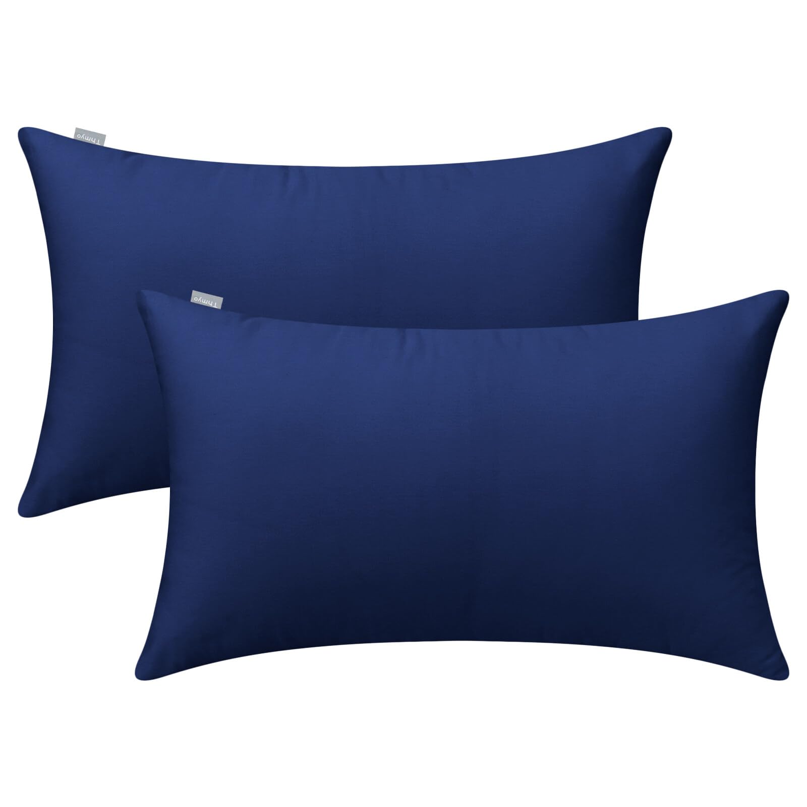 Thmyo 2 Pack 100% Cotton Lumbar Comfortable Solid Decorative Throw Pillow Case Rectangle Cushion Cover Pillowcase Sublimation Bl
