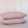 MooMee Bedding Pillowcases Pack of 2 100% Washed Cotton Linen Like Textured Breathable Durable Soft Comfy (Greyish Pink, Standar