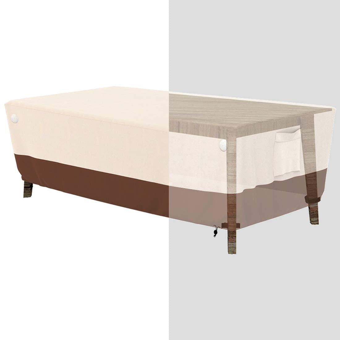Tuyeho Patio Furniture Cover 74 x 48 x 28 inch, Durable Heavy Duty Oxford Fabric Outdoor Rectangular Table Cover, Waterproof & W