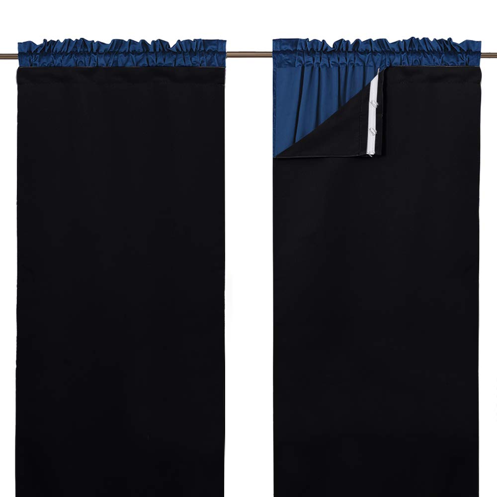 NICETOWN Door Curtains for Doorway, Black Out Curtain Liners for Drapes, Noise Reducing Light Blocking Blackout Liners for 84 in